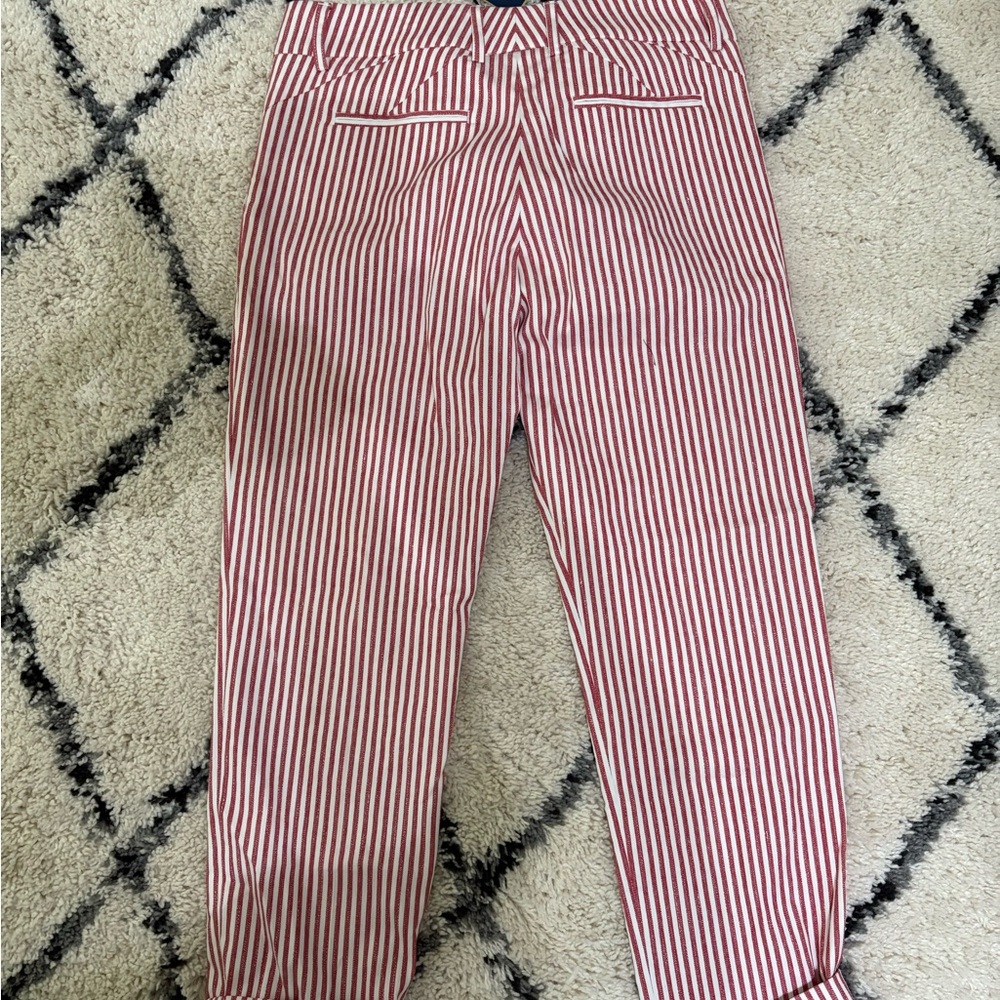 Piazza Sempione Red and White Striped Casual Bottoms
